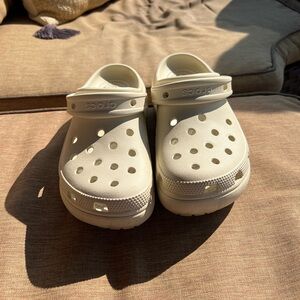 Platform bone colored crocs